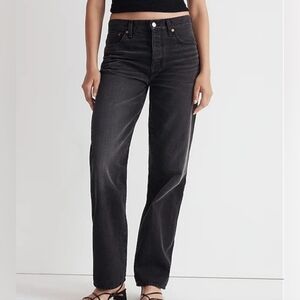 Madewell Low Slung Straight Jeans In Kent Wash (Faded Black) Size 28/6